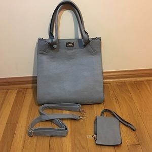 Gray Handbag with Shoulder strap and coin purse